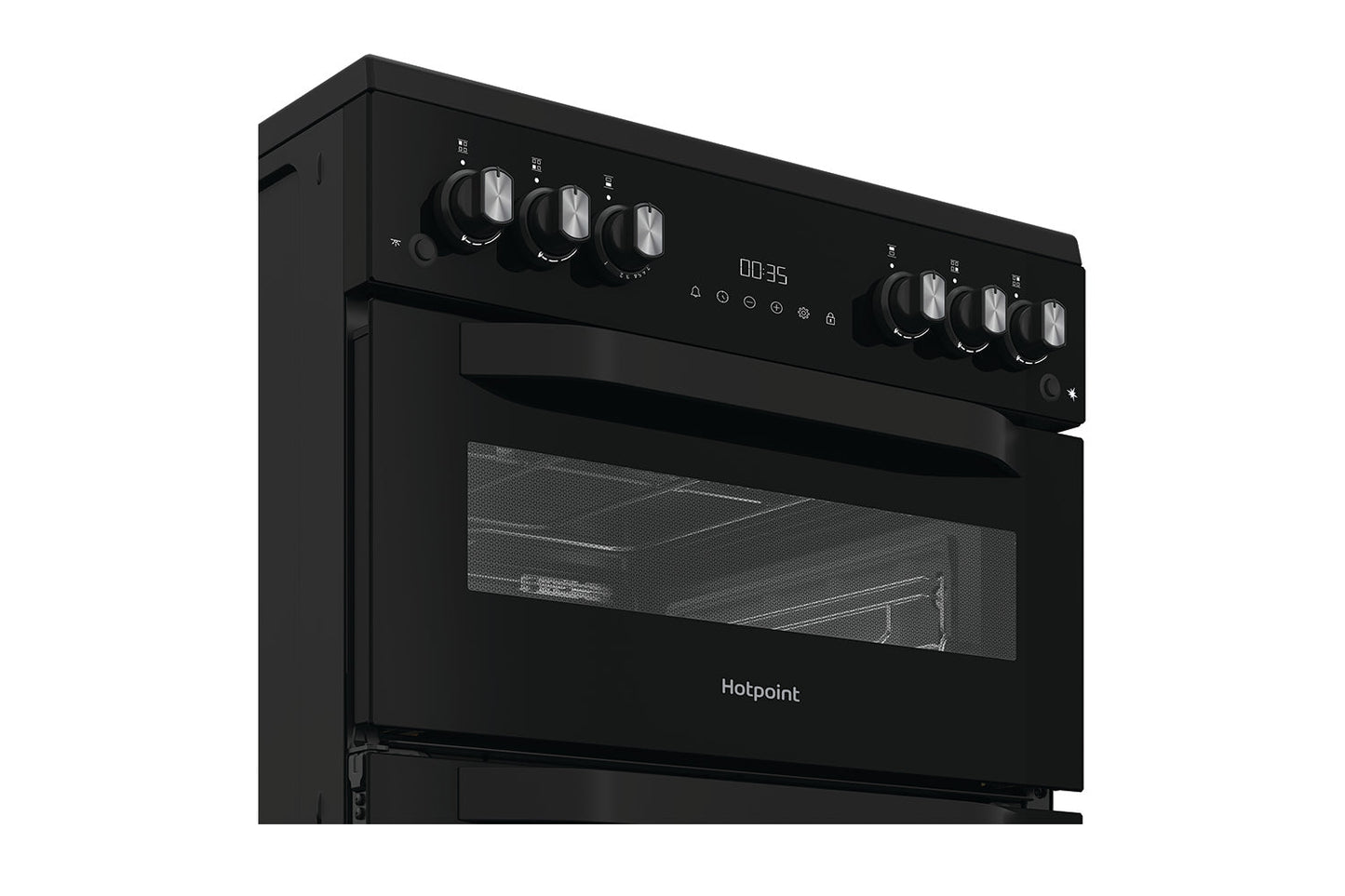 Hotpoint 60cm Freestanding Double Gas Cooker | HDG6GDCB1 | Black
