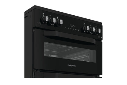 Hotpoint 60cm Freestanding Double Gas Cooker | HDG6GDCB1 | Black