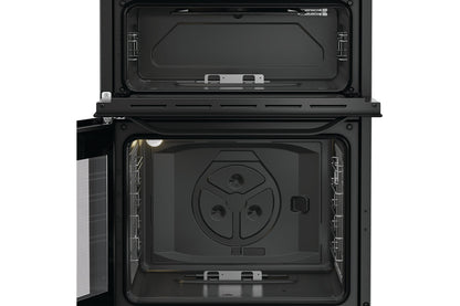Hotpoint 60cm Freestanding Double Gas Cooker | HDG6GDCB1 | Black