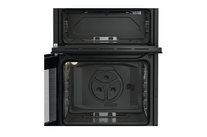 Hotpoint 60cm Freestanding Twin Cavity Gas Cooker | HTG6GDCB1 | Black
