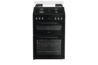 Hotpoint 60cm Freestanding Double Gas Cooker | HDG6GDCB1 | Black