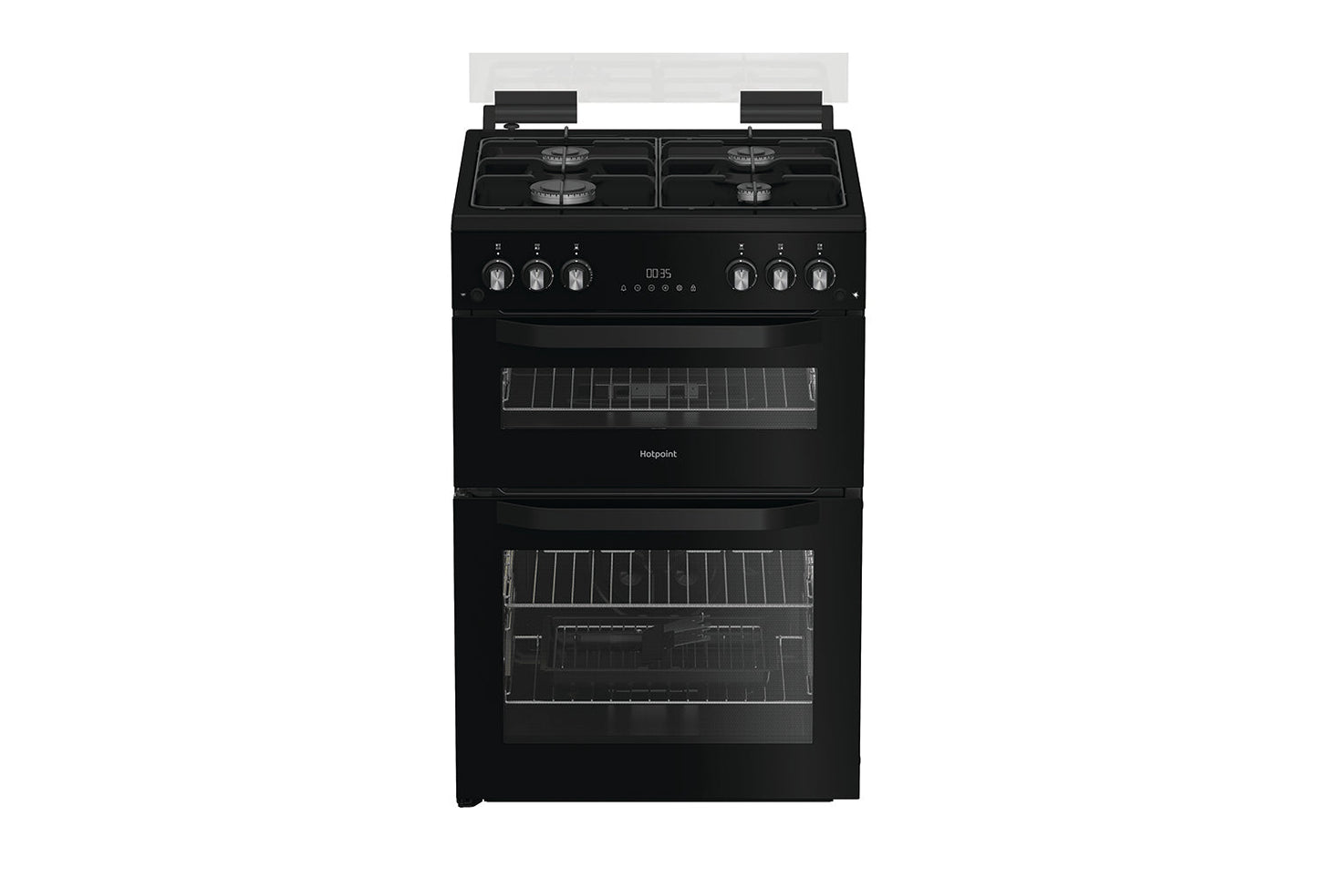 Hotpoint 60cm Freestanding Twin Cavity Gas Cooker | HTG6GDCB1 | Black