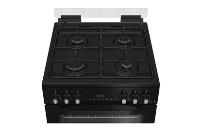 Hotpoint 60cm Freestanding Twin Cavity Gas Cooker | HTG6GDCB1 | Black