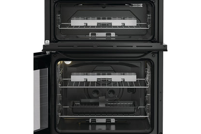 Hotpoint 60cm Freestanding Double Gas Cooker | HDG6GDCB1 | Black