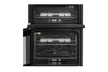 Hotpoint 60cm Freestanding Twin Cavity Gas Cooker | HTG6GDCB1 | Black