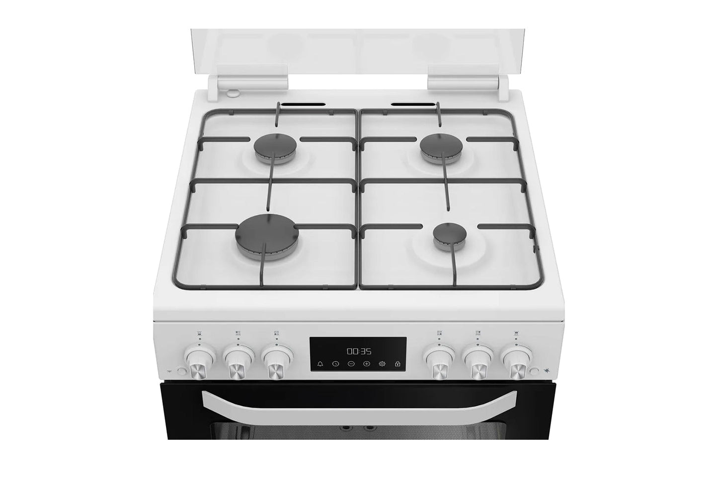 Hotpoint 60cm Double Oven Gas Cooker with Glass Lid | HTG6GDCW | White