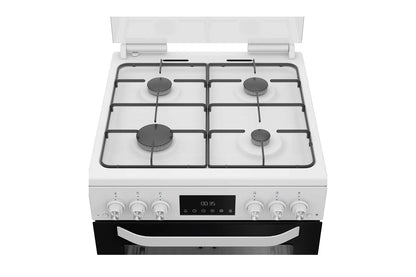 Hotpoint 60cm Double Oven Gas Cooker with Glass Lid | HTG6GDCW | White