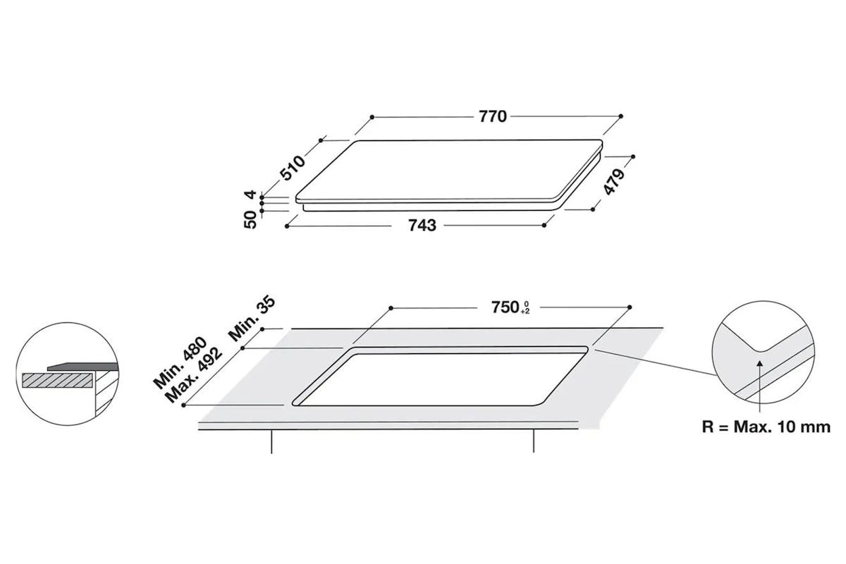 Hotpoint 77cm Built-in Induction Hob | TB3977BBF