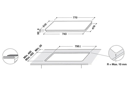 Hotpoint 77cm Built-in Induction Hob | TB3977BBF