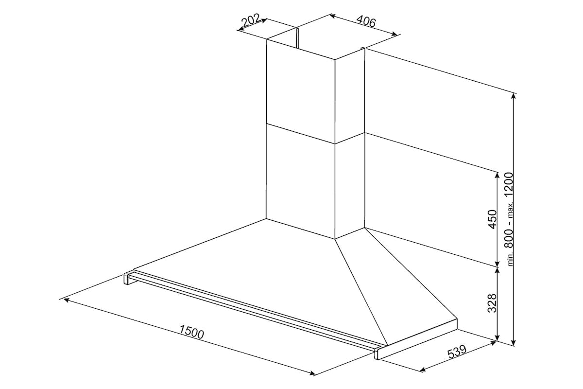 Smeg 150cm Classic Chimney Cooker Hood | KD150HXE | Stainless Steel