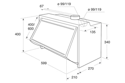Indesit 60cm Built-in Cooker Hood | IAEINT66LSGR