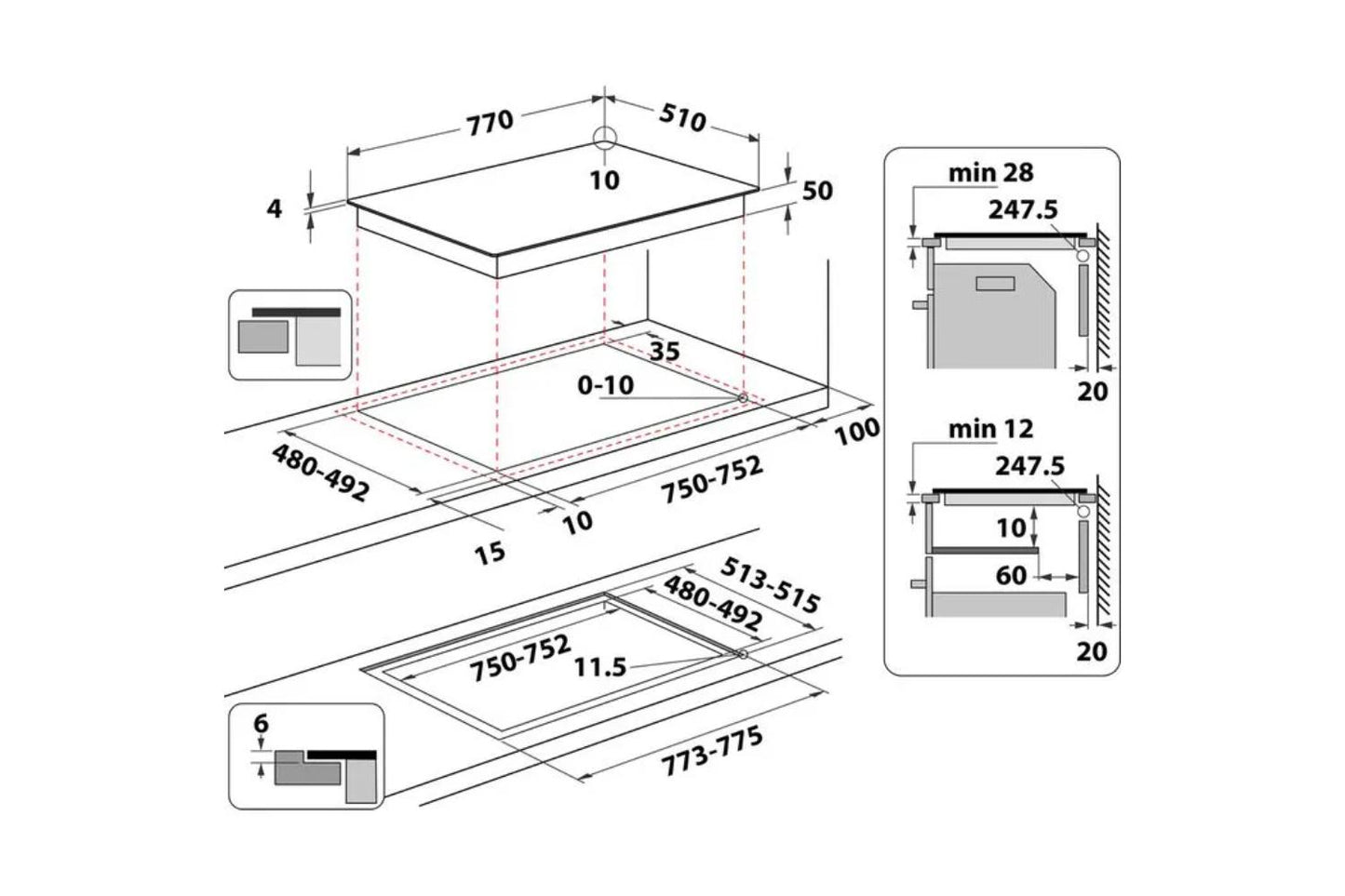 Indesit 77cm Ceramic Glass Built-in Induction Hob | IB21B77NE