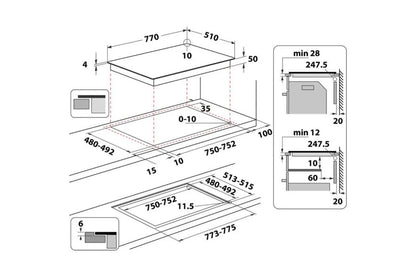 Indesit 77cm Ceramic Glass Built-in Induction Hob | IB21B77NE