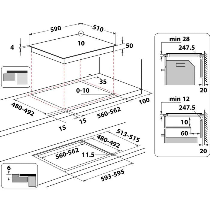 Indesit 59cm Built-in Ceramic Induction Hob | IB88B60NE