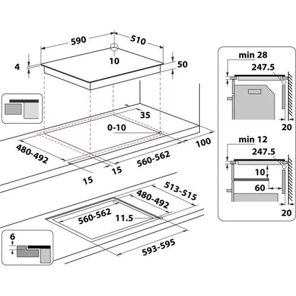 Indesit 59cm Built-in Ceramic Induction Hob | IB88B60NE