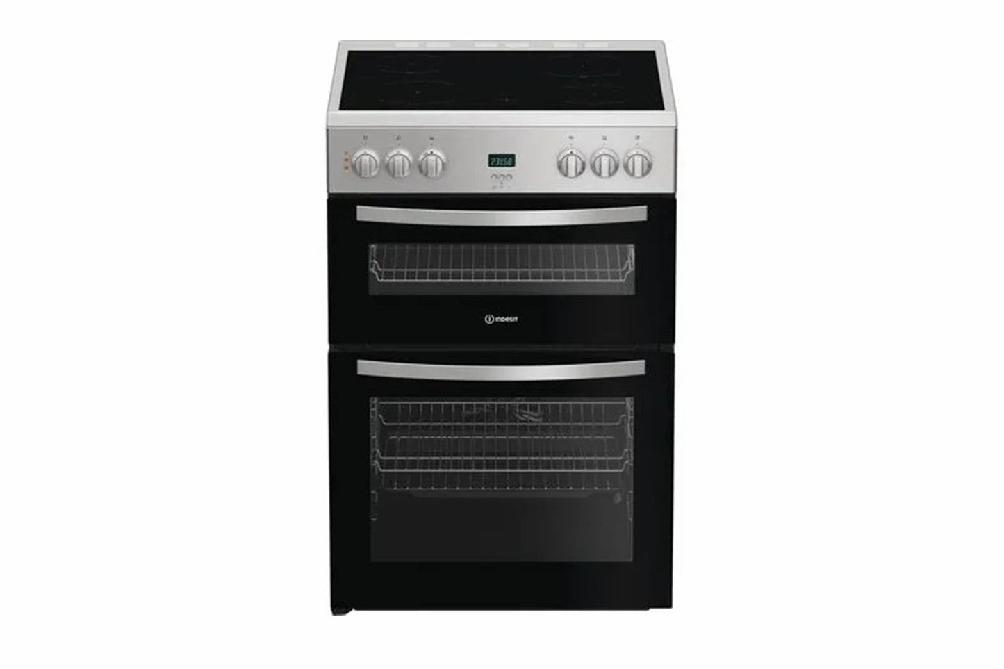 Indesit 60cm Freestanding Double Electric Cooker with Ceramic Hob | IDE6VDCS1