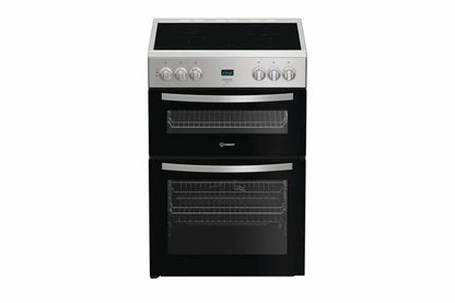 Indesit 60cm Freestanding Double Electric Cooker with Ceramic Hob | IDE6VDCS1