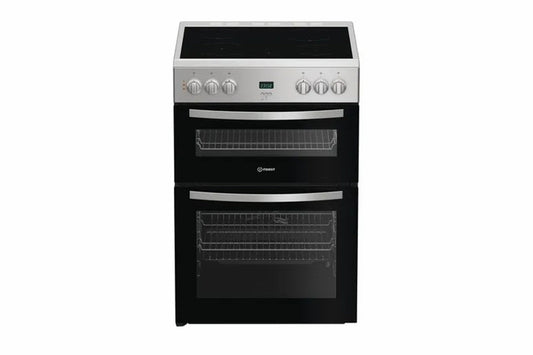 Indesit 60cm Freestanding Double Electric Cooker with Ceramic Hob | IDE6VDCS1
