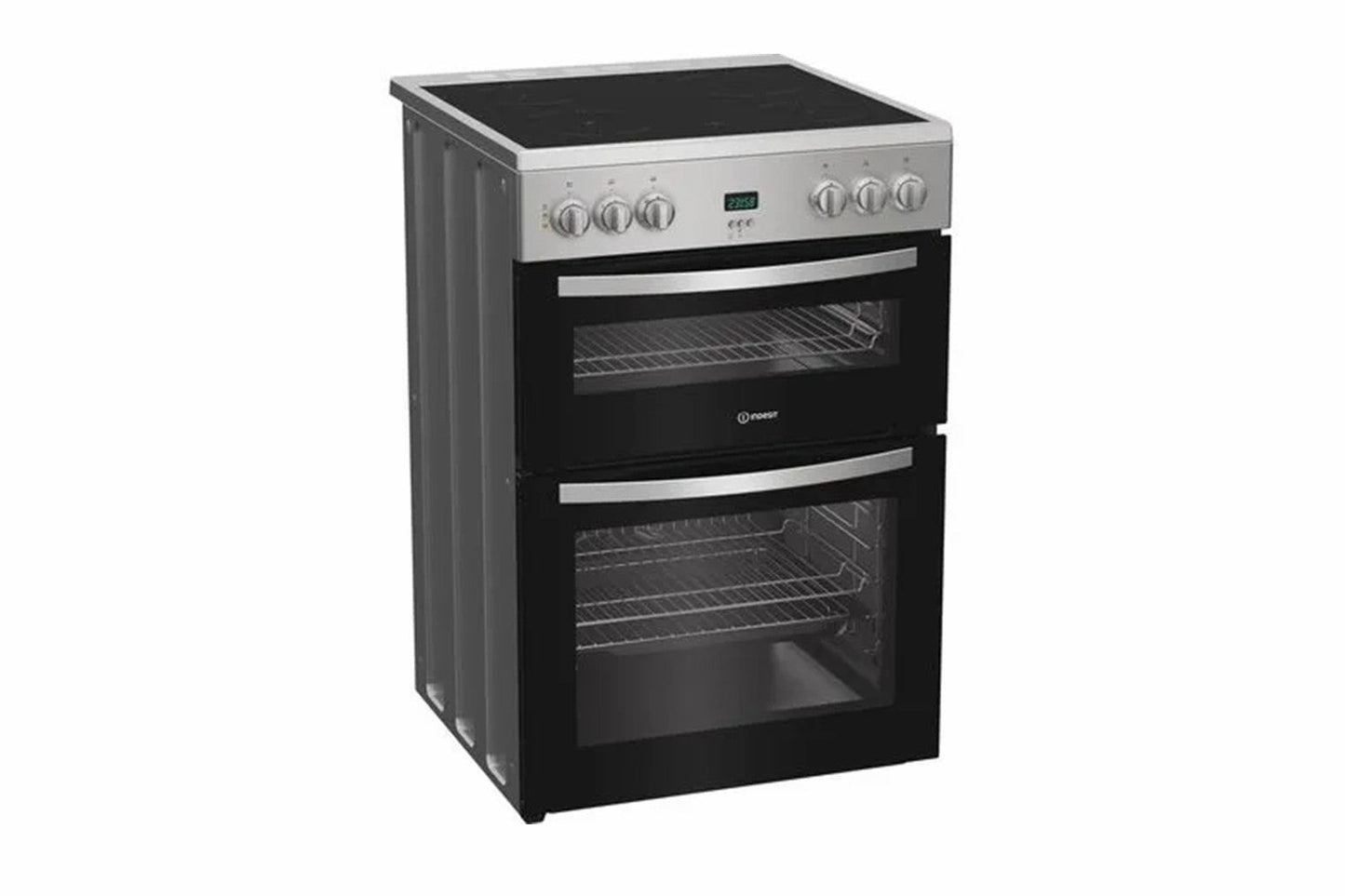 Indesit 60cm Freestanding Double Electric Cooker with Ceramic Hob | IDE6VDCS1