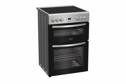 Indesit 60cm Freestanding Double Electric Cooker with Ceramic Hob | IDE6VDCS1