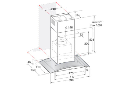 Indesit 60cm Wall Mounted Cooker Hood | IHGC65LMX