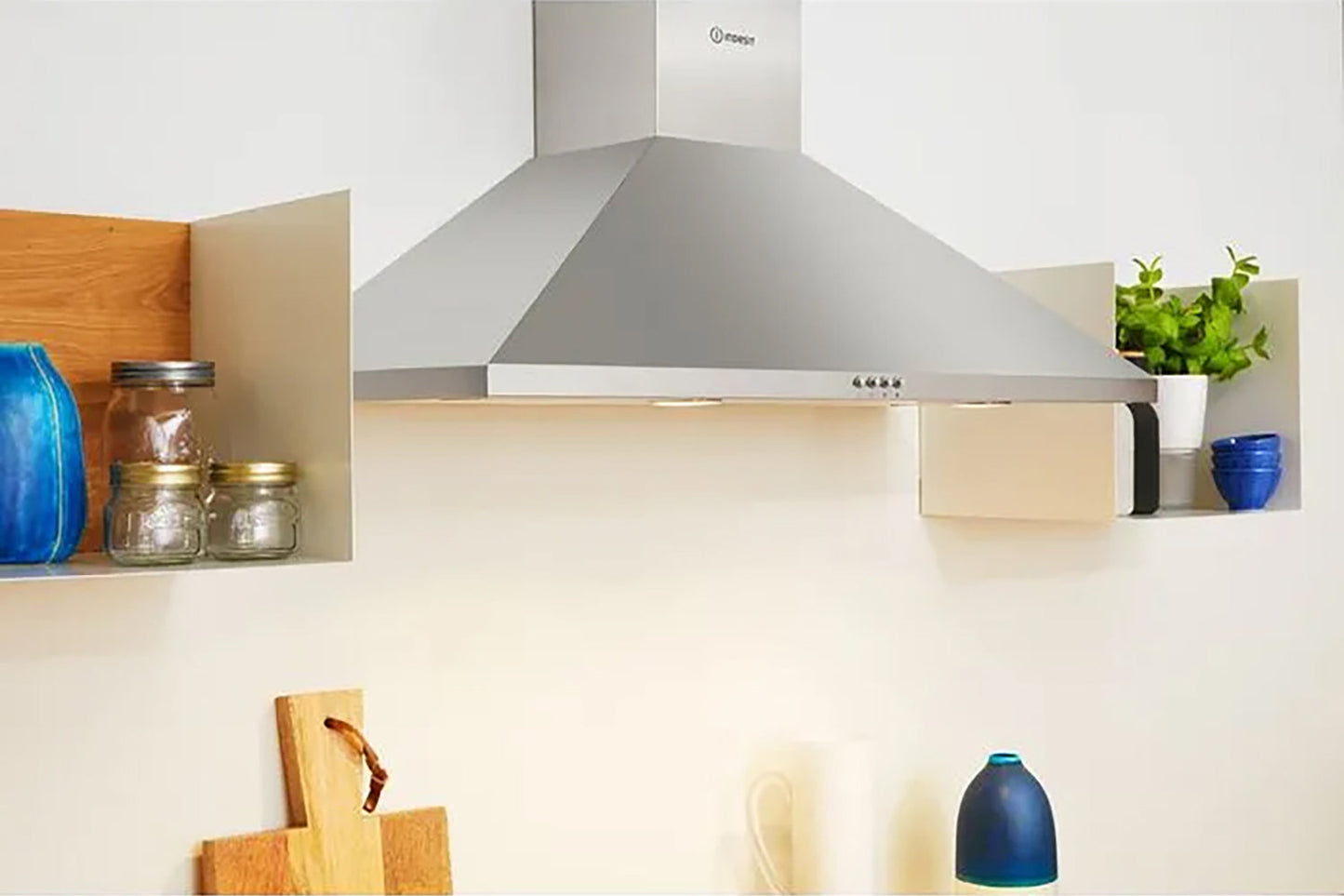 Indesit 90cm Chimney Cooker Hood | IHPC9.5LMX