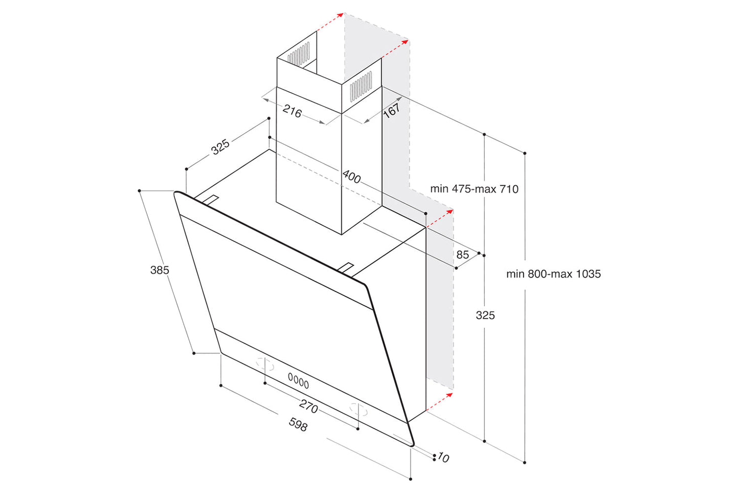 Indesit 60cm Angled Cooker Hood | IHVP62FLTK