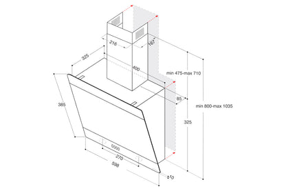 Indesit 60cm Angled Cooker Hood | IHVP62FLTK