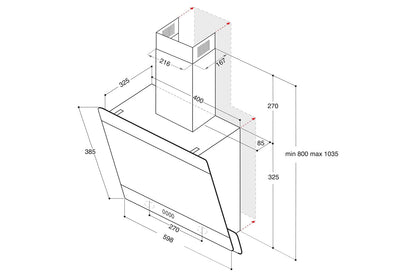 Indesit 60cm Angled Cooker Hood | IHVP65FLMK