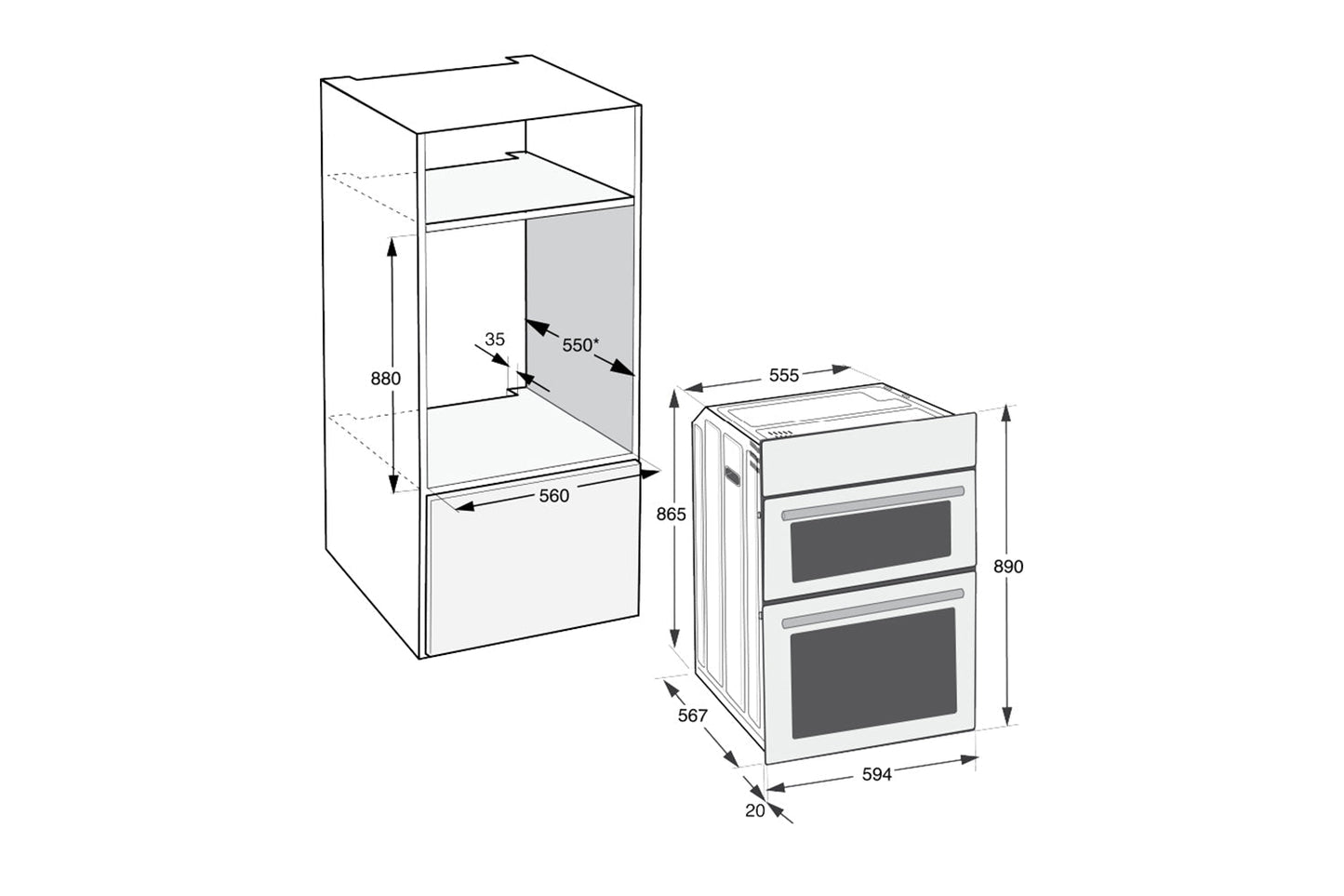 Hotpoint Built-in Double Oven |  DIH82G1AB