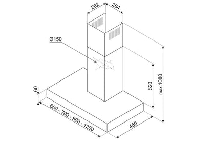 Smeg 90cm Chimney Cooker Hood | KBT900XE
