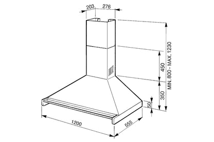 Smeg 120cm Chimney Hood | KD120HXE | Stainless Steel