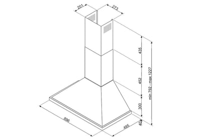 Smeg 90cm Chimney Hood | KPF9BL | Black