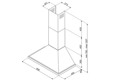 Smeg 90cm Chimney Hood | KPF9X | Steel