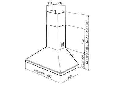 Smeg 70cm Chimney Hood | KSED75XE | Stainless Steel