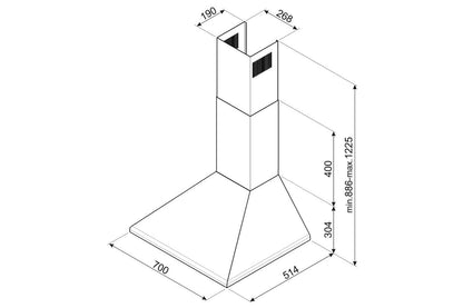 Smeg 70cm Chimney Hood | KSED75XE | Stainless Steel