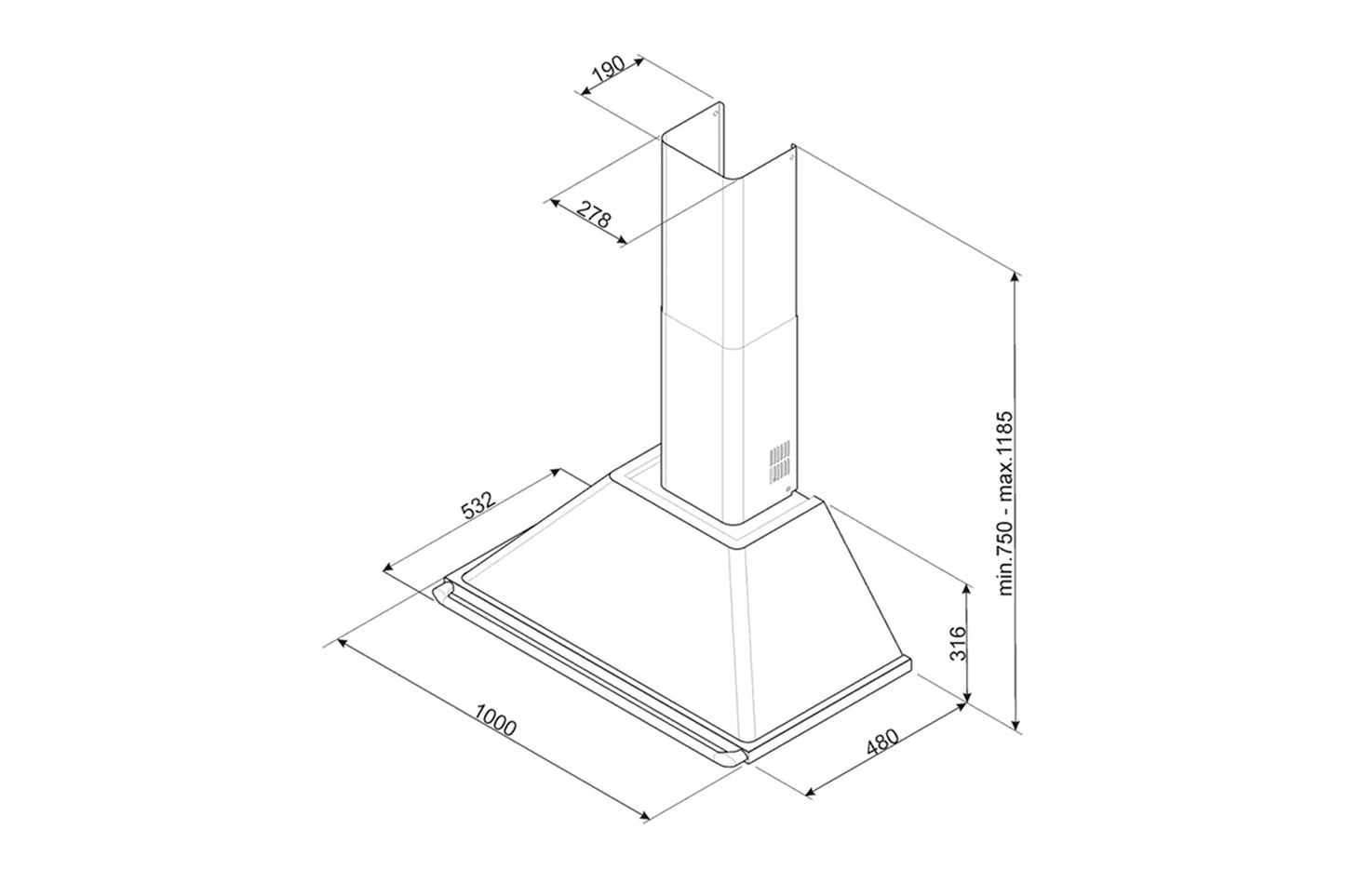 Smeg 100cm Victoria Chimney Cooker Hoods | KT100GRE