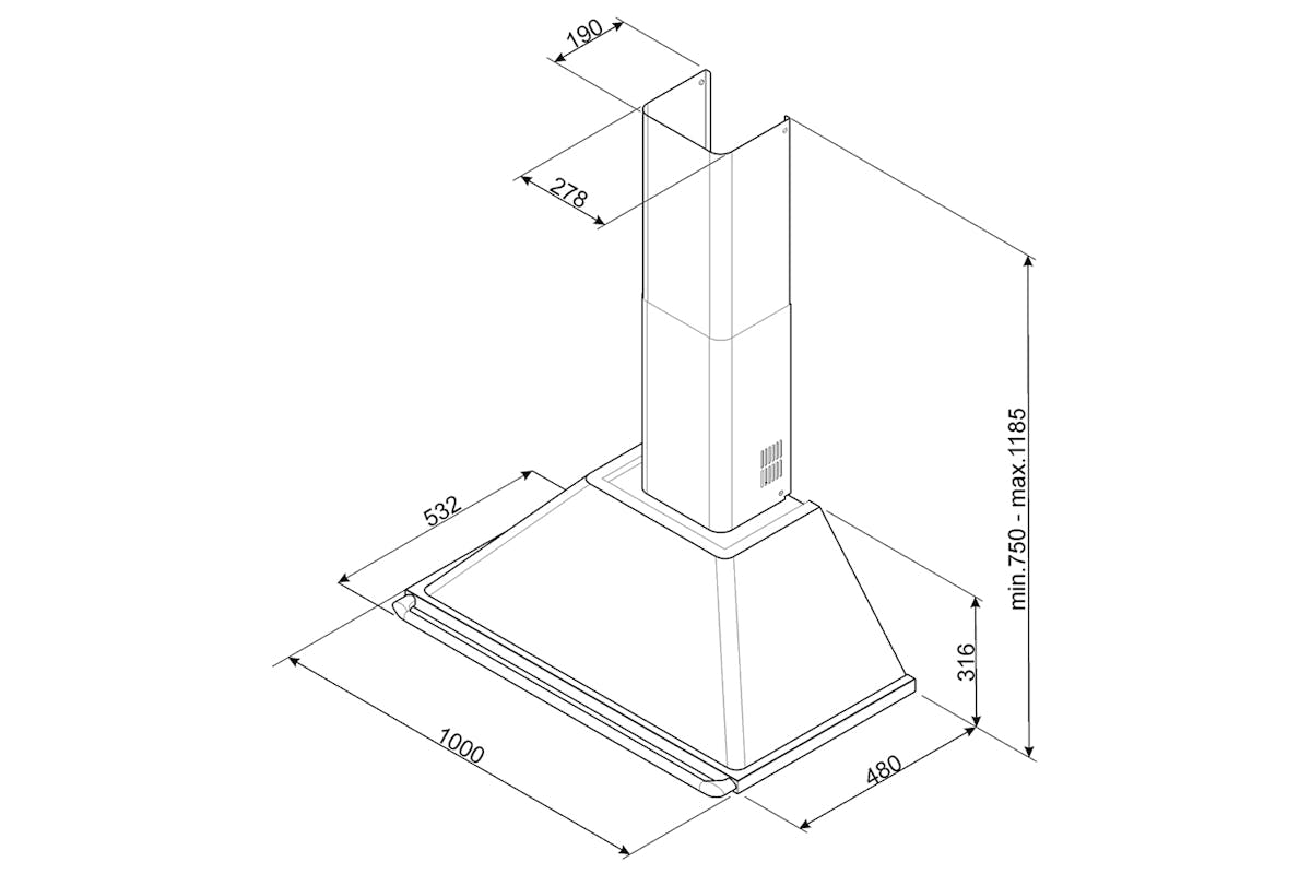 Smeg 100cm Victoria Aesthetic Chimney Hood | KT100PE | Cream