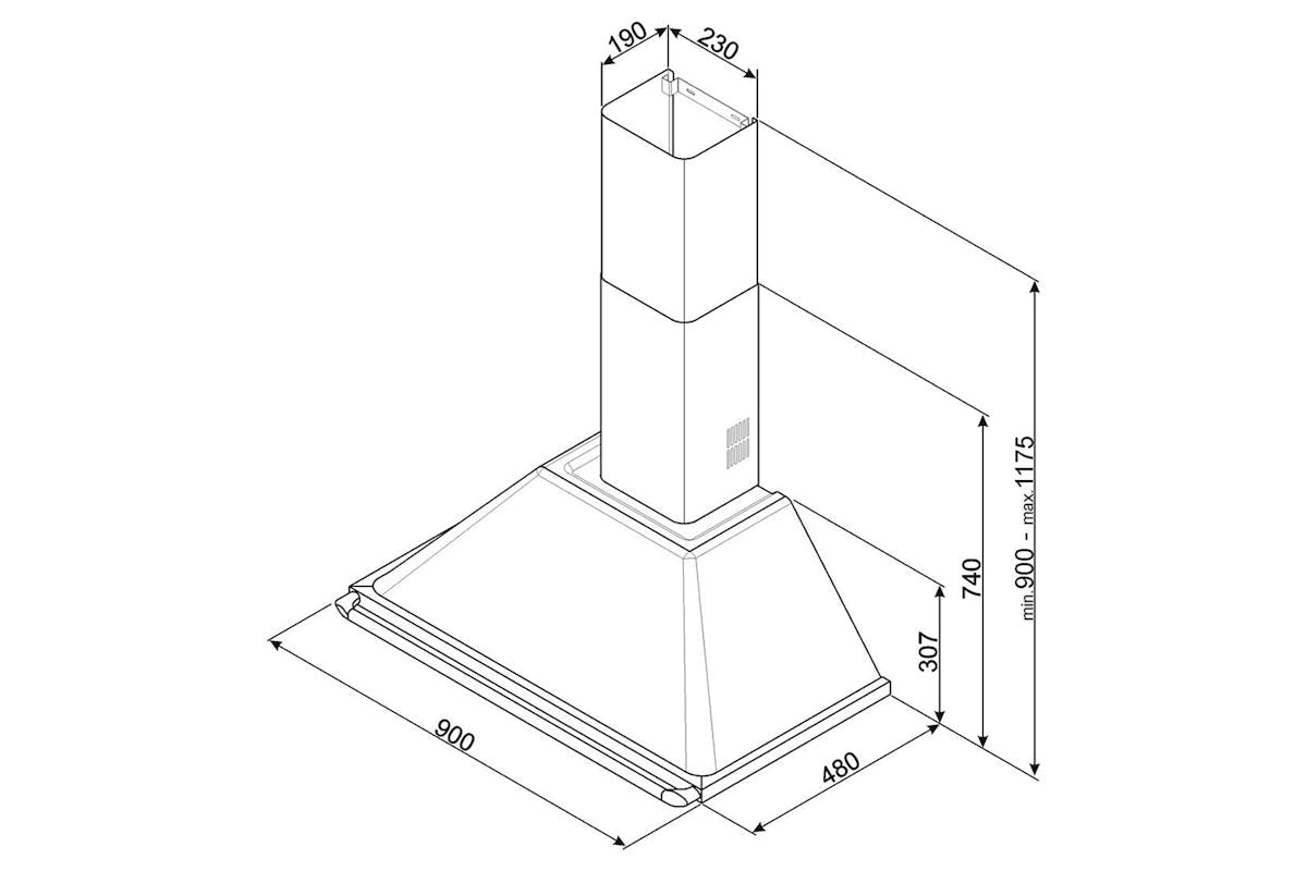 Smeg 90cm Victoria Chimney Hood | KT90BLE