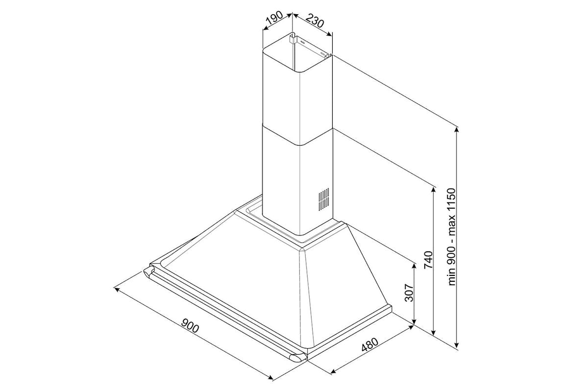 Smeg 90cm Victoria Aesthetic Chimney Hood | KTR90XE | Stainless Steel