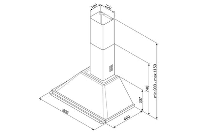 Smeg 90cm Victoria Aesthetic Chimney Hood | KTR90XE | Stainless Steel