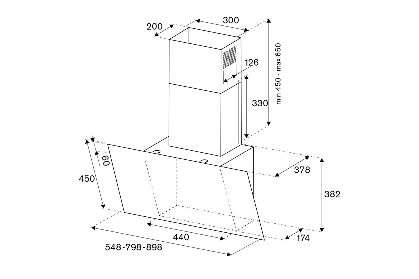 Bertazzoni 90cm Modern Series Wallmount Cooker Hood | KV90MOD1NA | Nero