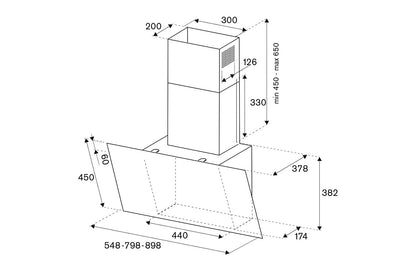 Bertazzoni 90cm Modern Series Wallmount Cooker Hood | KV90MOD1NA | Nero