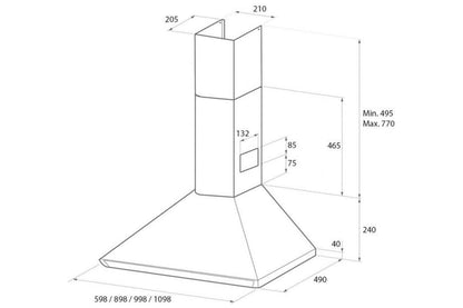 Rangemaster 100cm Chimney Hood | LEIHDC100BC/ | Black