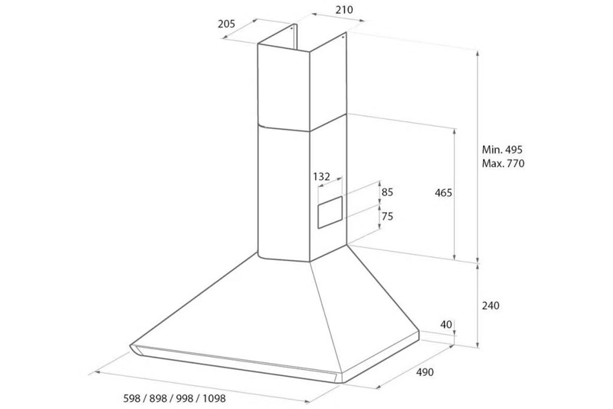 Rangemaster 110cm Chimney Hood | LEIHDC110BC | Black