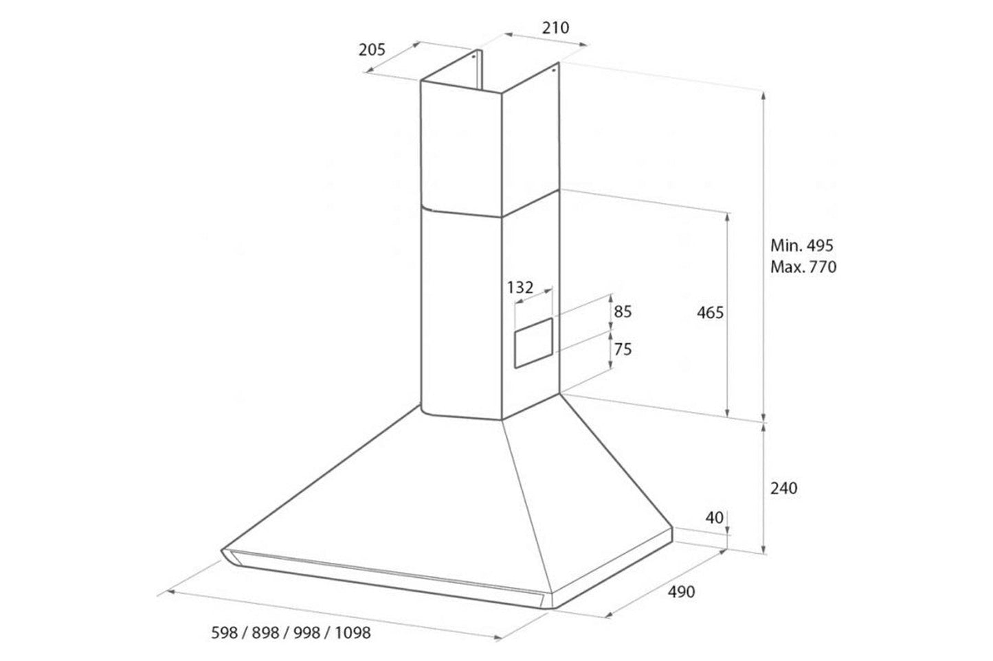 Rangemaster 60cm Chimney Hood | LEIHDC60BC/ | Black