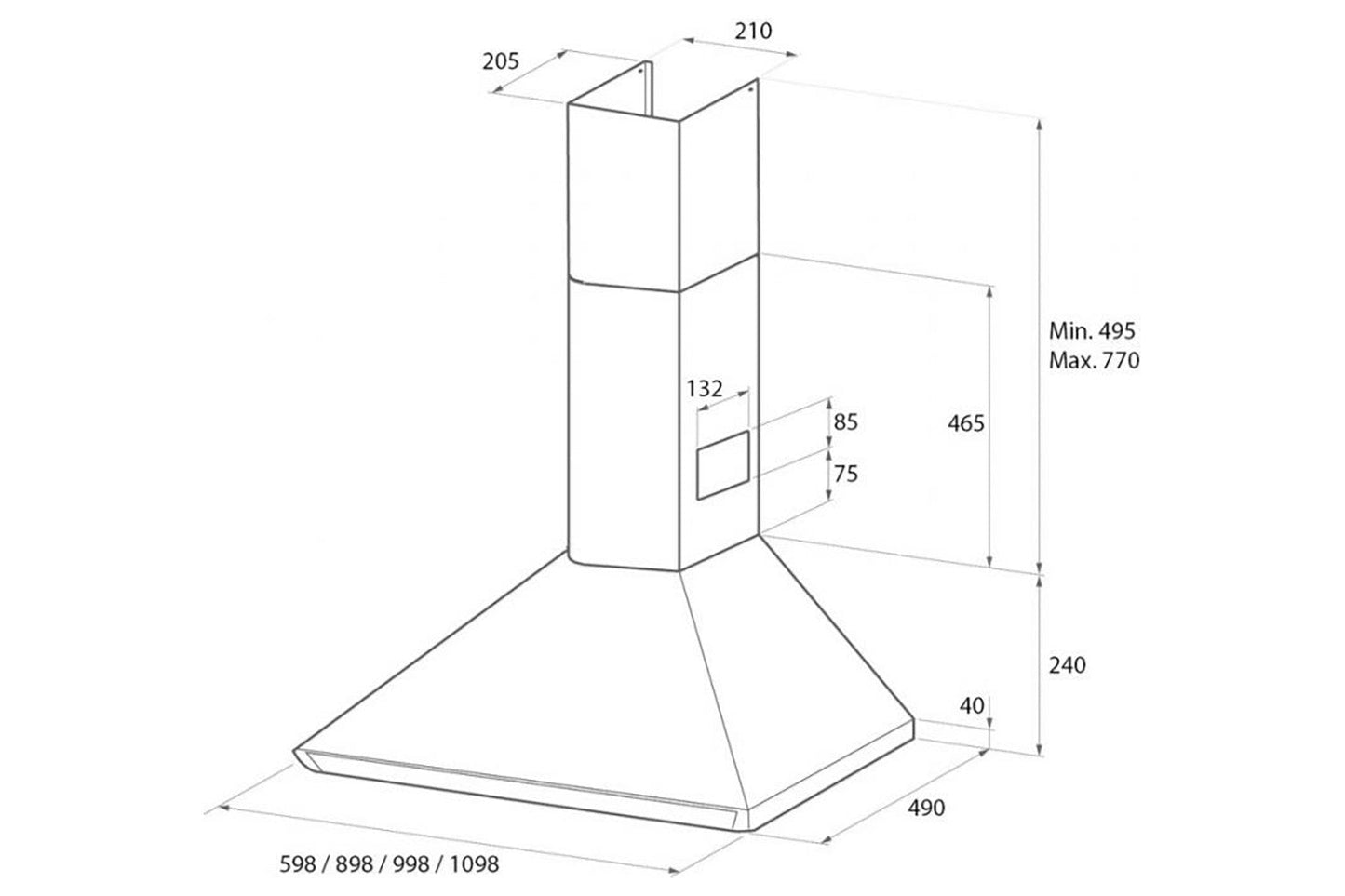 Rangemaster 70cm Chimney Hood | LEIHDC70SC/