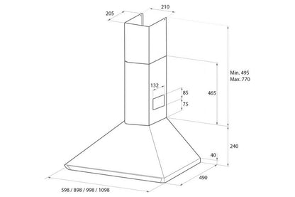 Rangemaster 70cm Chimney Hood | LEIHDC70SC/
