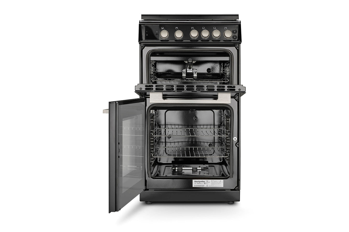 Montpellier 50cm Freestanding Double Gas Cooker | MDOG50LK | Black
