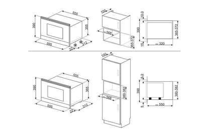 Smeg 22L 850W Built-in Microwave | MP322X1 | Stainless Steel